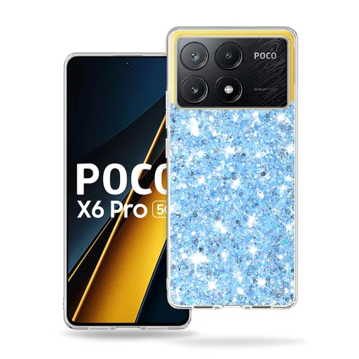  Techsuit - Csillogó Csillám - Xiaomi Poco X6 Pro - Kék tok - 1
