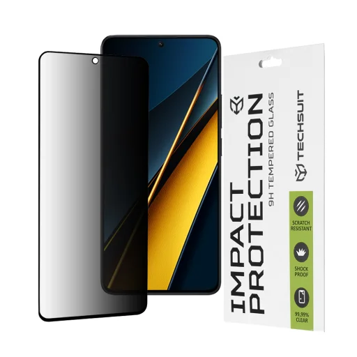 Techsuit - 111D Privacy Teljes Ragasztás - Xiaomi Poco X6 Pro - Fekete üvegfólia - 1