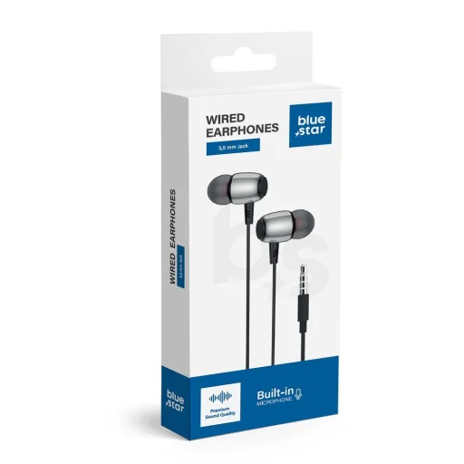 BLUE STAR vezetékes fülhallgató Jack 3,5 mm mikrofonnal M09 1,2 m fekete - 3