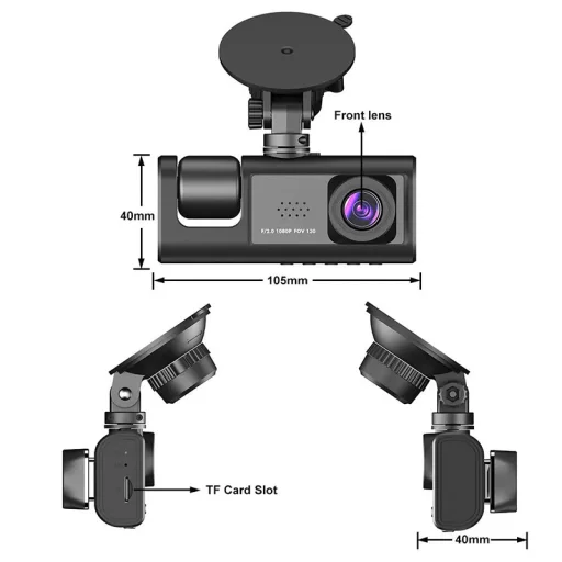 Car Dash Cam DVR-06 2,0 inches + hátsó kamera - 11