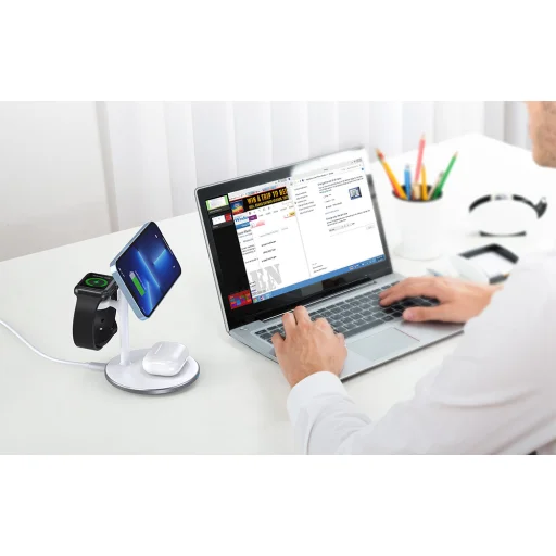 Choetech T585-F Qi2 3 az 1-ben Mágneses Vezeték Nélküli Töltőállomás - 4