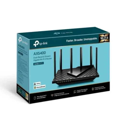 TP-LINK Router Archer AX73 Vezeték nélküli 802.11ax/5400Mbps LAN/WAN Fekete EU - 1