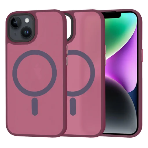  Techsuit - HaloFrost MagSafe Sorozat - iPhone 14 - Bordó tok - 1