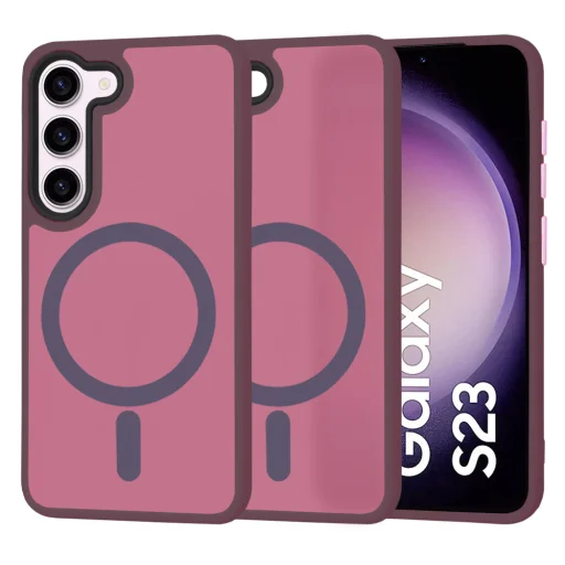  Techsuit - HaloFrost MagSafe sorozat - Samsung Galaxy S23 - Bordó tok - 1