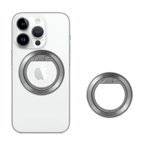 Techsuit - MagSafe telefontartó gyűrű (MPR2) - kerek alak, alumínium ötvözet - ezüst - 1