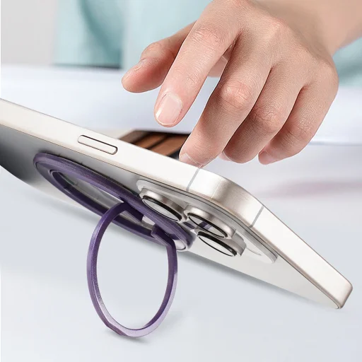  Techsuit - MagSafe Telefon Gyűrű (MPR2) - Kerek Alakú, Alumínium Ötvözet - Narancssárga - 4