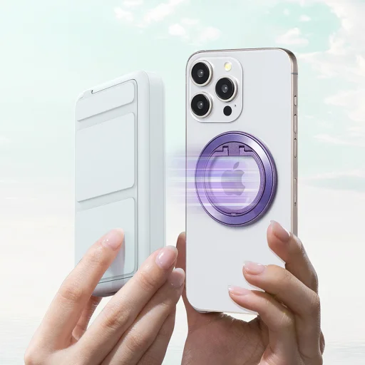  Techsuit - MagSafe Telefon Gyűrű (MPR2) - Kerek Alakú, Alumínium Ötvözet - Narancssárga - 7