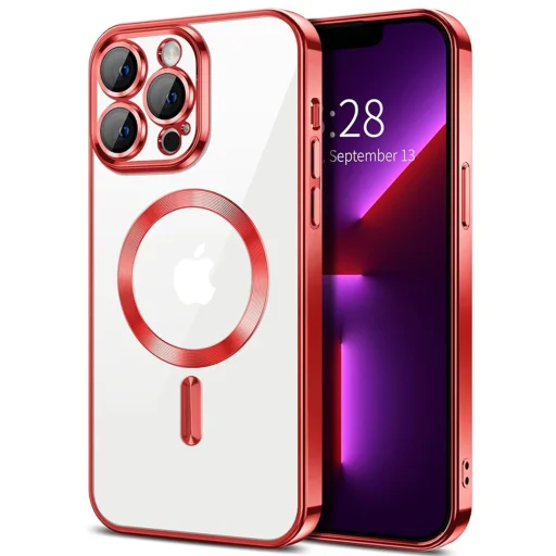  Techsuit - Luxus Kristály MagSafe - iPhone 13 Pro Max - Piros tok - 1