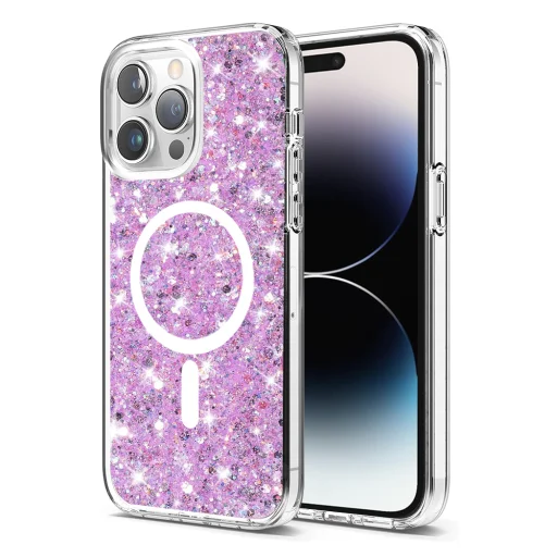  Techsuit - Csillogó Glitter MagSafe - iPhone 14 Pro - Bíbor tok - 1