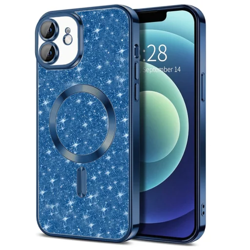  Techsuit - Luxus Csillogó MagSafe - iPhone 12 - Mélykék tok - 1