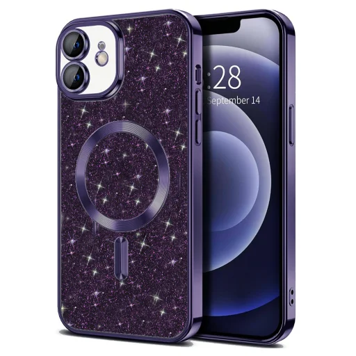  Techsuit - Luxus Csillogó MagSafe - iPhone 12 - Mély Lila tok - 1