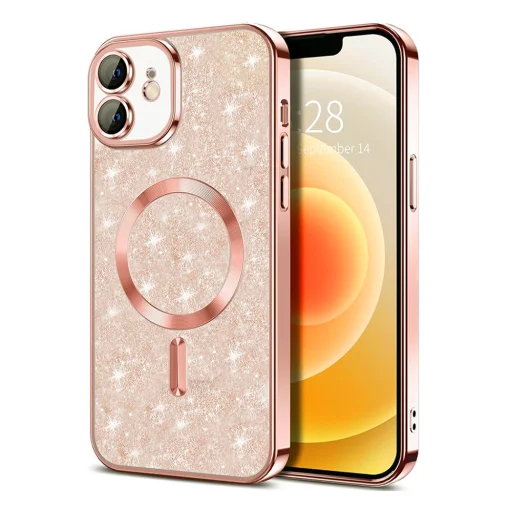  Techsuit - Luxuskivitelű Csillogó MagSafe - iPhone 12 - Rózsaarany tok - 1
