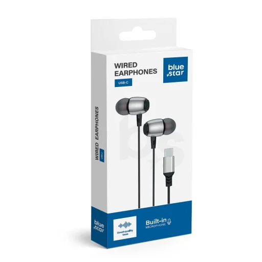 BLUE STAR vezetékes fülhallgatók Type C mikrofonnal M09C 1,2 m fekete - 3