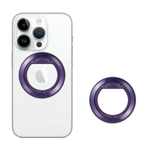  Techsuit - MagSafe telefon gyűrű (MPR2) - kerek alakú, alumínium ötvözet - lila - 1