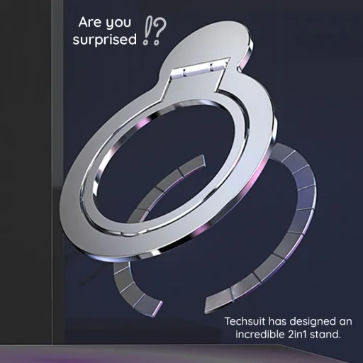  Techsuit - MagSafe Telefon Gyűrű (MPR4) - Kerek Alakú, Alumínium Ötvözet - Kék - 7