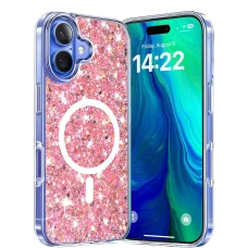  Techsuit - Csillogó Glitter MagSafe - iPhone 16 Plus - Rózsaszín tok