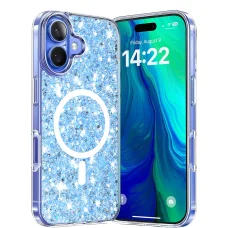  Techsuit - Csillogó Glitter MagSafe - iPhone 16 Plus - Kék tok