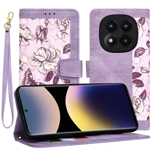  Techsuit - FlipCraft - Xiaomi Redmi Note 14 Pro 4G / Poco F7 - Titokzatos Lila tok - 1