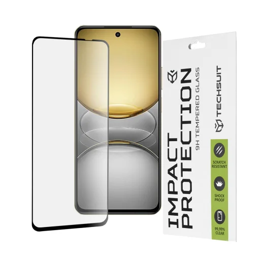  Techsuit - 111D Teljes Fedés / Teljes Ragasztás Üveg - Realme C75 - Fekete üvegfólia - 1