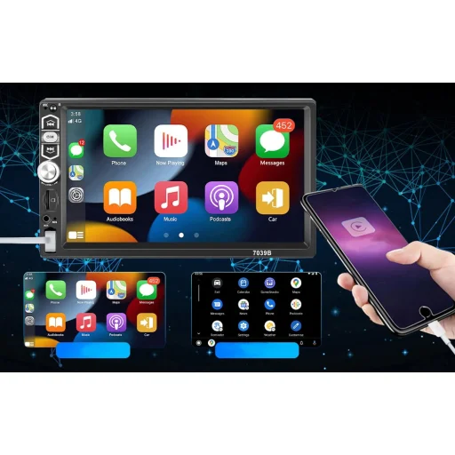 Autómonitor 7,0" Podofo A3061 Carplay&Android Auto, Bluetooth 5.1 - 7