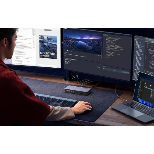 Ugreen Revodok Max 313 Thunderbolt 4 dokkolóállomás (2x USB 3.0, USB 3.2, USB-C 3.2, HDMI 2.1, DisplayPort 1.4, SD/microSD, RJ45, AUX 3.5mm, PD 140W) - 3