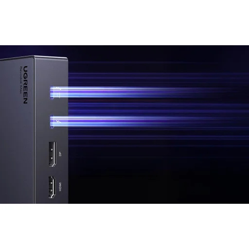 Ugreen Revodok Max 313 Thunderbolt 4 dokkolóállomás (2x USB 3.0, USB 3.2, USB-C 3.2, HDMI 2.1, DisplayPort 1.4, SD/microSD, RJ45, AUX 3.5mm, PD 140W) - 4