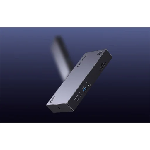 Ugreen Revodok Max 313 Thunderbolt 4 dokkolóállomás (2x USB 3.0, USB 3.2, USB-C 3.2, HDMI 2.1, DisplayPort 1.4, SD/microSD, RJ45, AUX 3.5mm, PD 140W) - 7