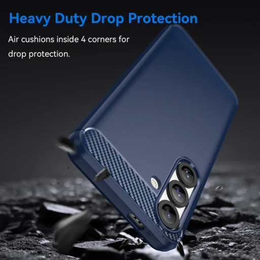 Techsuit - Szénszálas szilikon - Samsung Galaxy S25 - Kék tok - 3