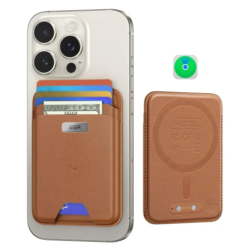  ESR - Prémium Pénztárca Classic Geo MagSafe (2K64402) - Intelligens 4 Kártya Tárolás, Mesterséges Bőrből Készült - Karamell Barna - 1