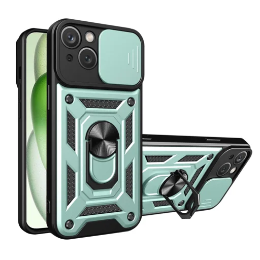  Techsuit - CamShield sorozat - iPhone 15 Plus - Zöld tok - 1