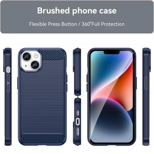  Techsuit - Carbon Szilikon - iPhone 15 Plus - Kék tok - 2