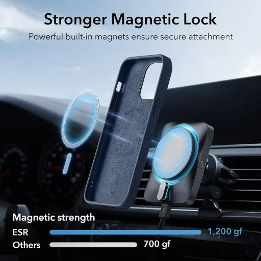  iPhone 15 Plus Sötétkék ESR Felhőpuha HaloLock tok - 3