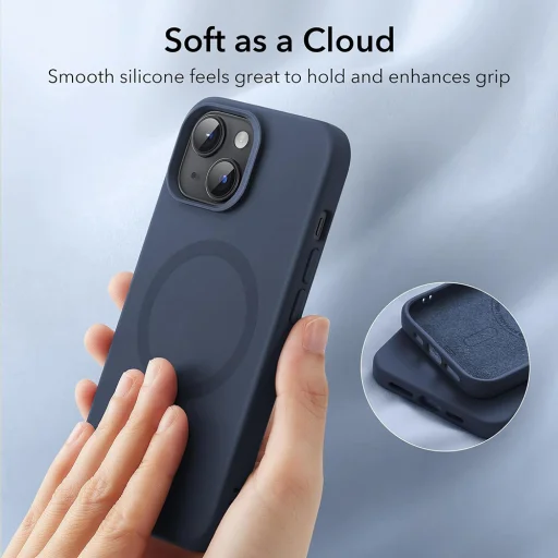  iPhone 15 Plus Sötétkék ESR Felhőpuha HaloLock tok - 4