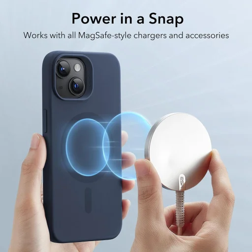  iPhone 15 Plus Sötétkék ESR Felhőpuha HaloLock tok - 5