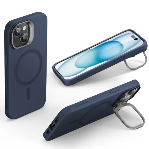  iPhone 15 Plus sötétkék ESR Cloud Soft HaloLock kitámasztó tok - 2