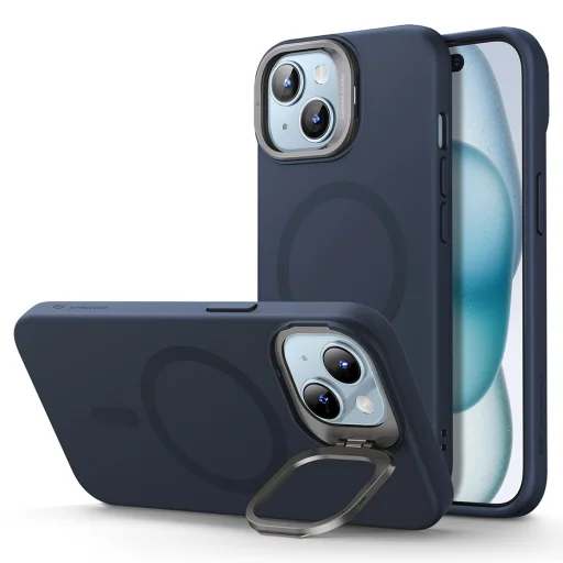  iPhone 15 Plus sötétkék ESR Cloud Soft HaloLock kitámasztó tok - 1