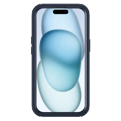  iPhone 15 Plus Átlátszó Sötétkék ESR - Armor Tough Kitámasztós HaloLock + Képernyővédő tok - 3