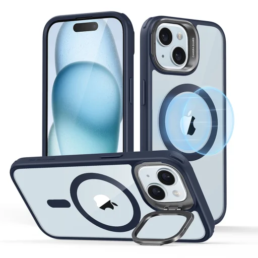  iPhone 15 Plus Átlátszó Sötétkék ESR - Classic Hybrid HaloLock Állvánnyal tok - 1
