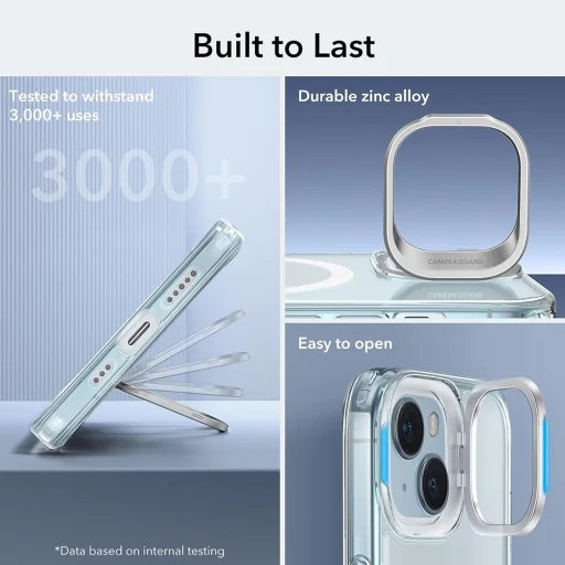  iPhone 15 Plus Átlátszó Kék ESR Klasszikus Hibrid HaloLock Kitámasztó tok - 3