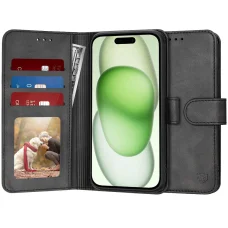  Techsuit - Napló Könyv - iPhone 15 Plus - Fekete tok