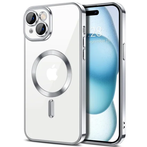  Techsuit - Luxus Kristály MagSafe - iPhone 15 Plus - Ezüst tok - 1