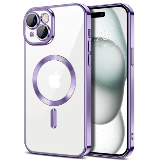  Techsuit - Luxus Kristály MagSafe - iPhone 15 Plus - Világoslila tok - 1