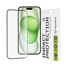  Techsuit - 111D Teljes Fedésű / Teljes Ragasztású Üveg - iPhone 15 Plus / iPhone 16 Plus - Fekete üvegfólia