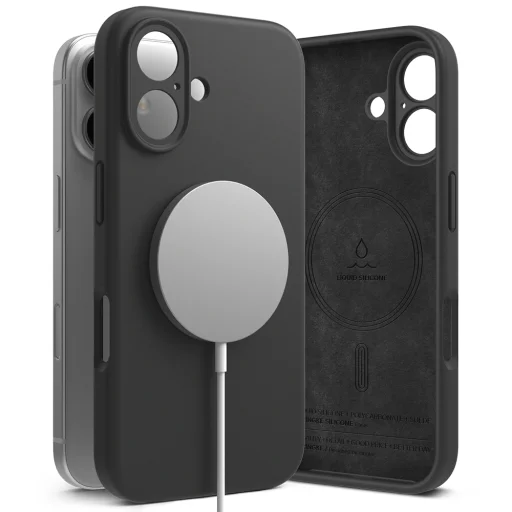  Ringke - Szilikon Mágneses MagSafe - iPhone 16 Plus - Fekete tok - 5