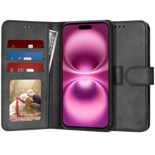  Techsuit - Naplókönyv - iPhone 16 Plus - Fekete tok - 1