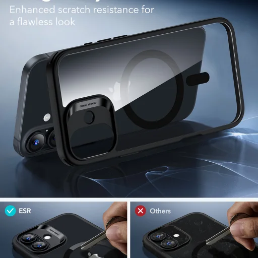  iPhone 16 Plus Átlátszó Fekete ESR Klasszikus Hibrid HaloLock tok - 5