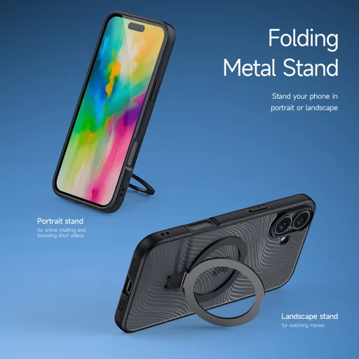 Dux Ducis - Aimo MagSafe mágneses állvány - iPhone 16 Plus - Fekete tok - 3
