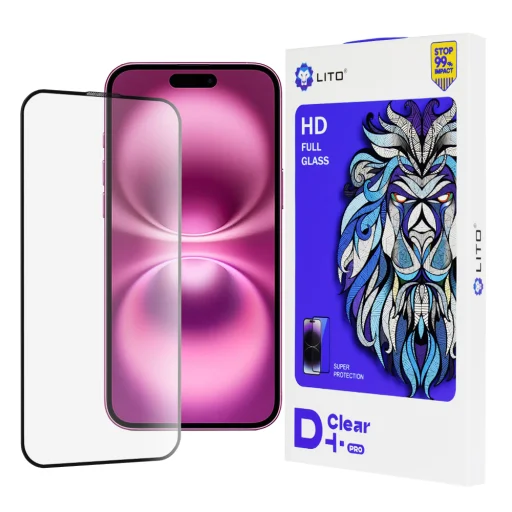  Lito - D+ Pro Clear - iPhone 16 Plus - Fekete üvegfólia - 1