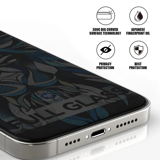  Lito - D+ Max Privacy 300C - iPhone 16 Plus - Fekete üvegfólia - 5