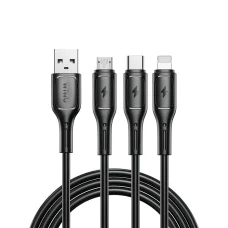WiWU - Starlink Sorozat Adatkábel Wi-045E 3in1 USB A - USB C, Micro USB, Lightning 3,1A 1m - fekete